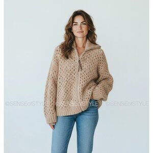 Brunello Cucinelli Cashmere Cardigan Women  Monili Trim Tan Beige size L